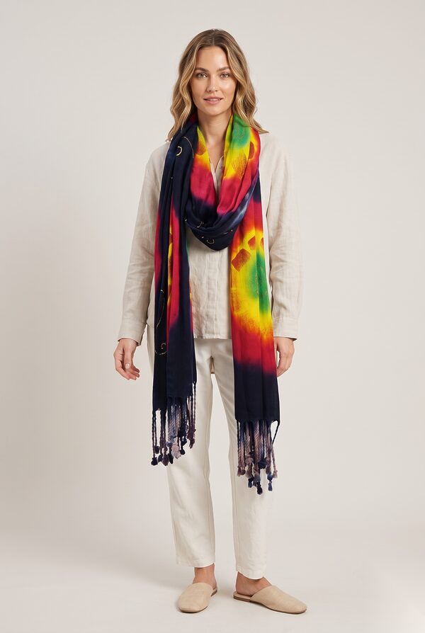 Digital Printed Scarves worn by a model, KK Fashion Exports