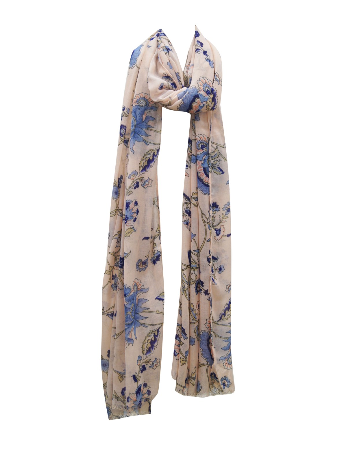 Beige and blue digital printed scarf