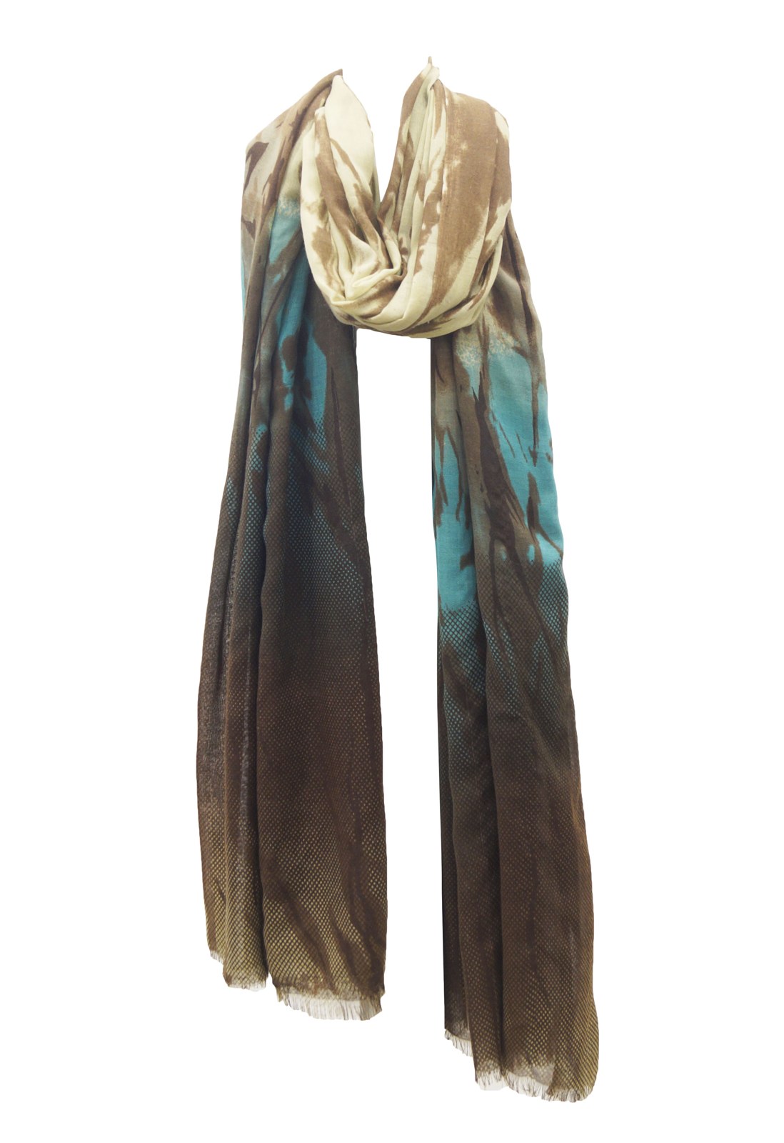 Gold and teal digital printed scarf