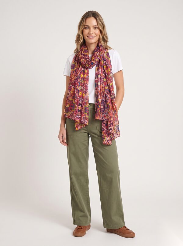 Printed Scarves worn by a model, KK Fashion Exports
