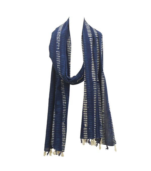 Marinblå randig bomullsscarf