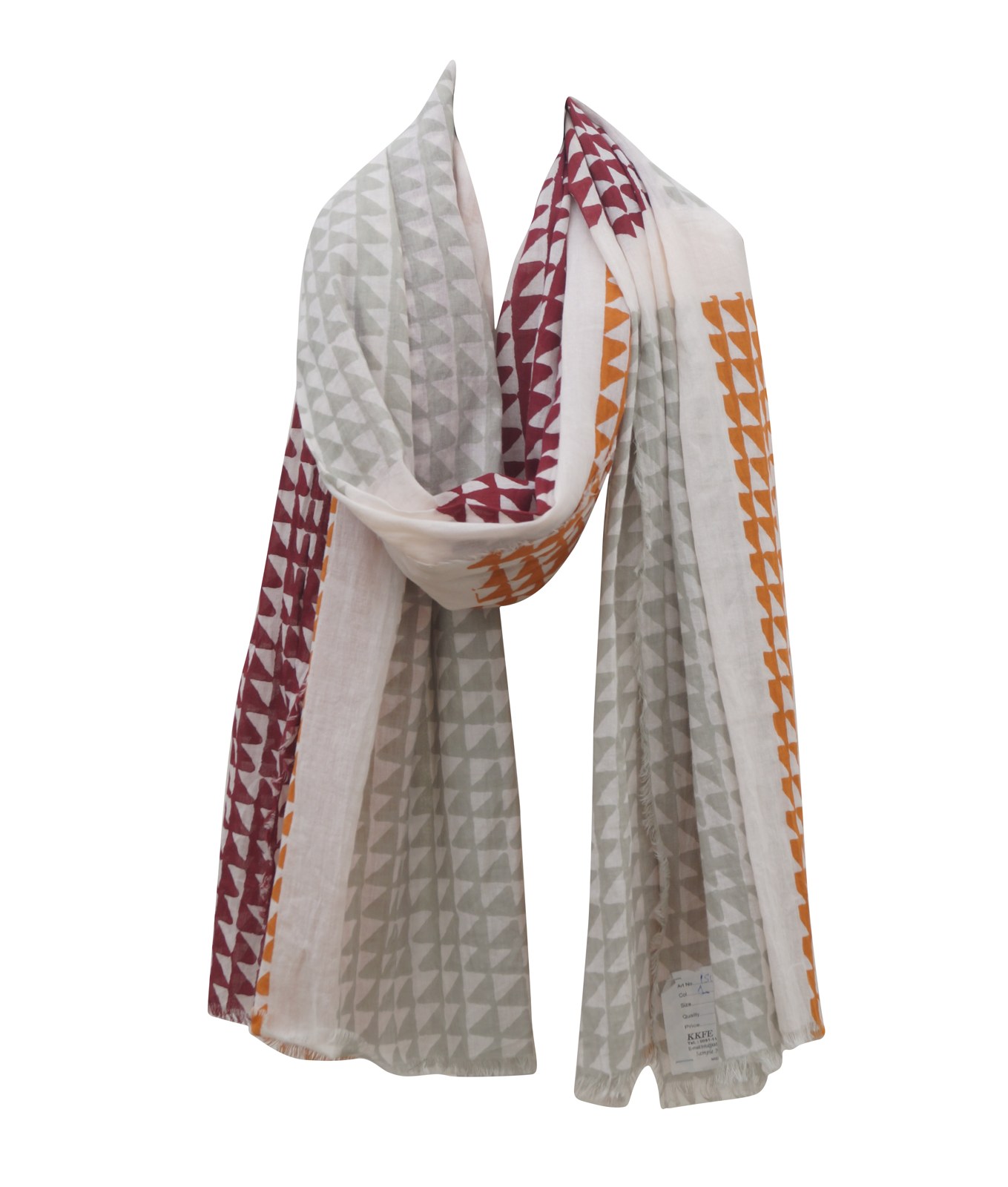 White and red printed scarf