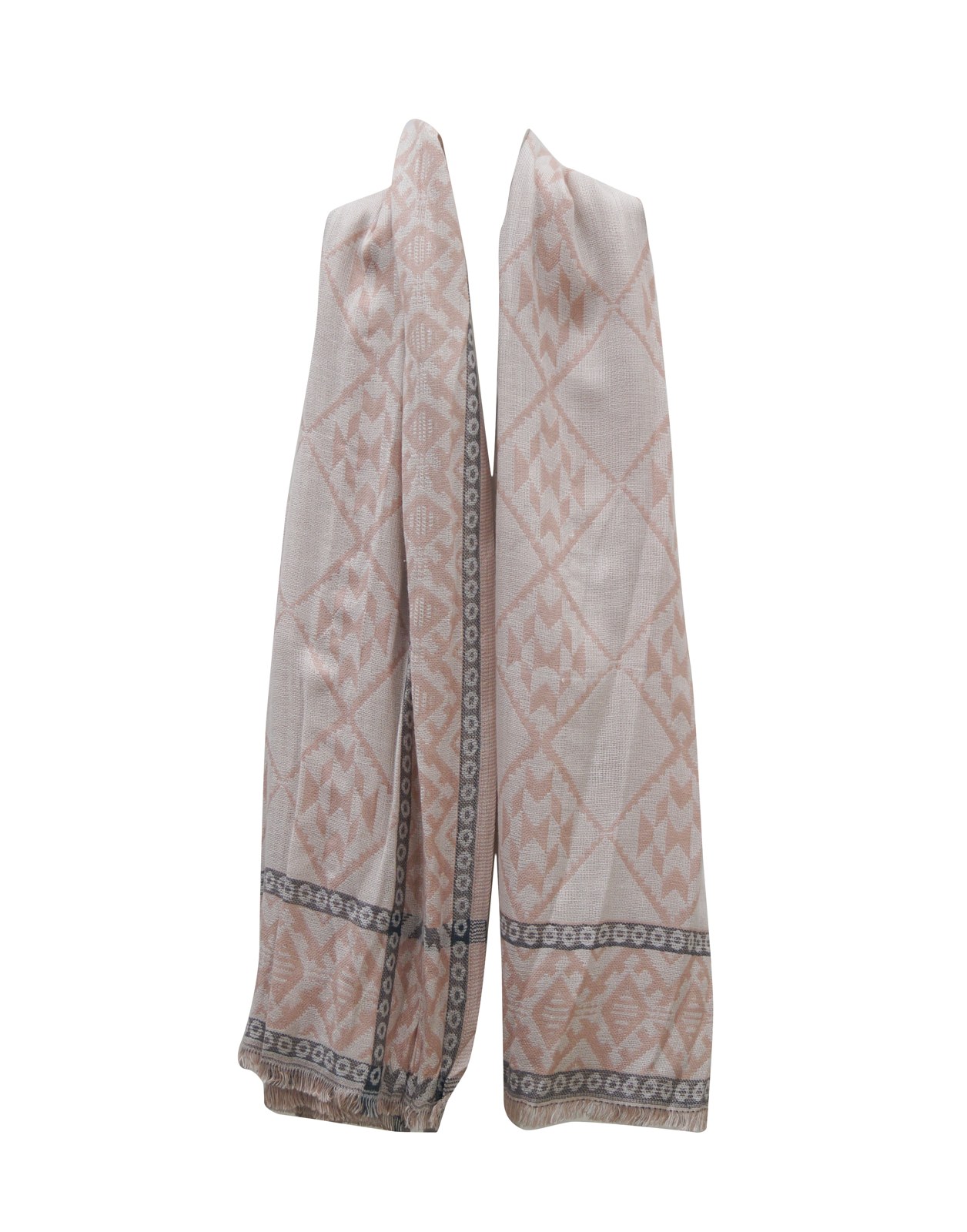Beige jacquard shawl with woven border