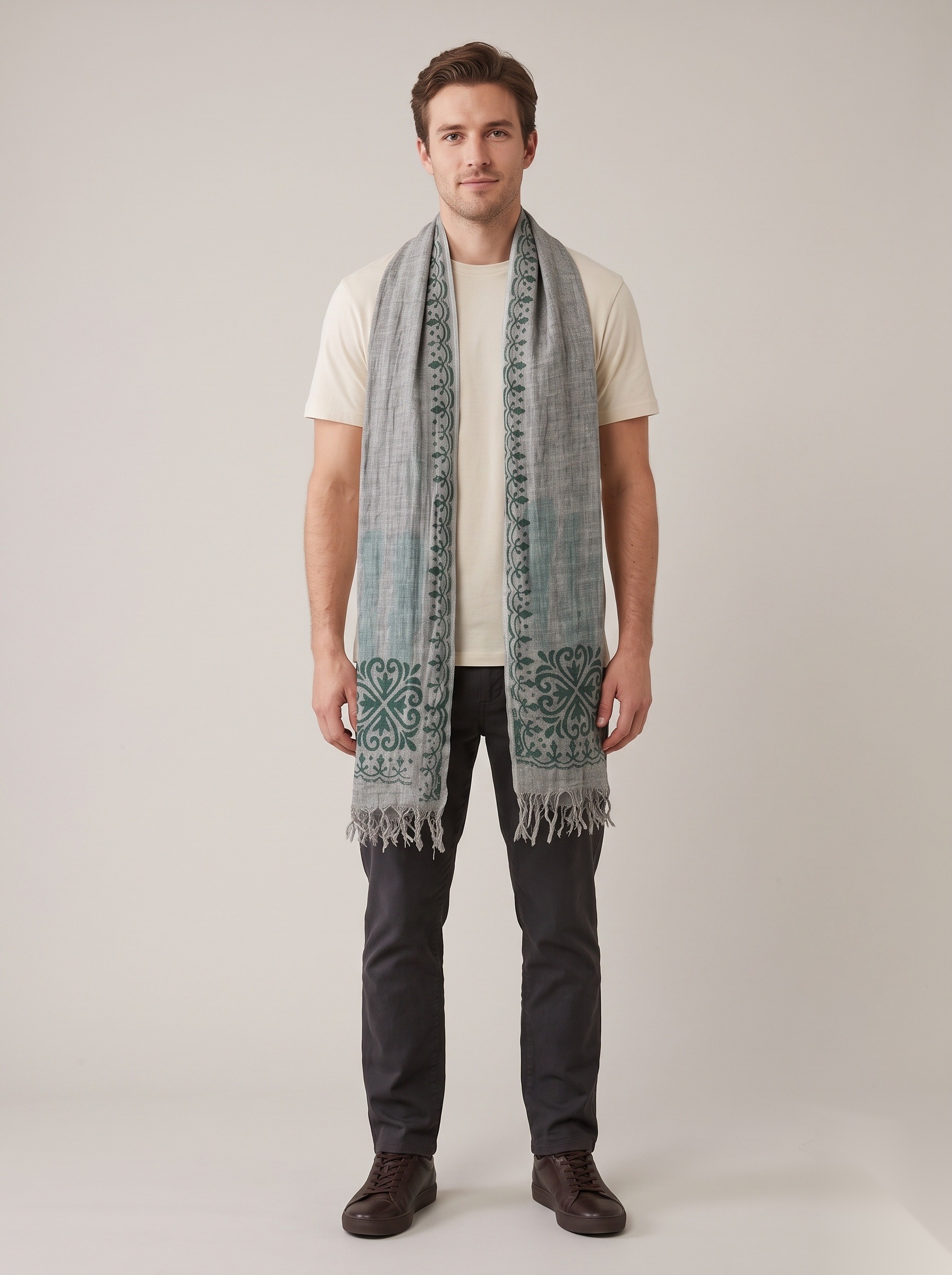 Men Scarves worn by a model, KK Fashion Exports