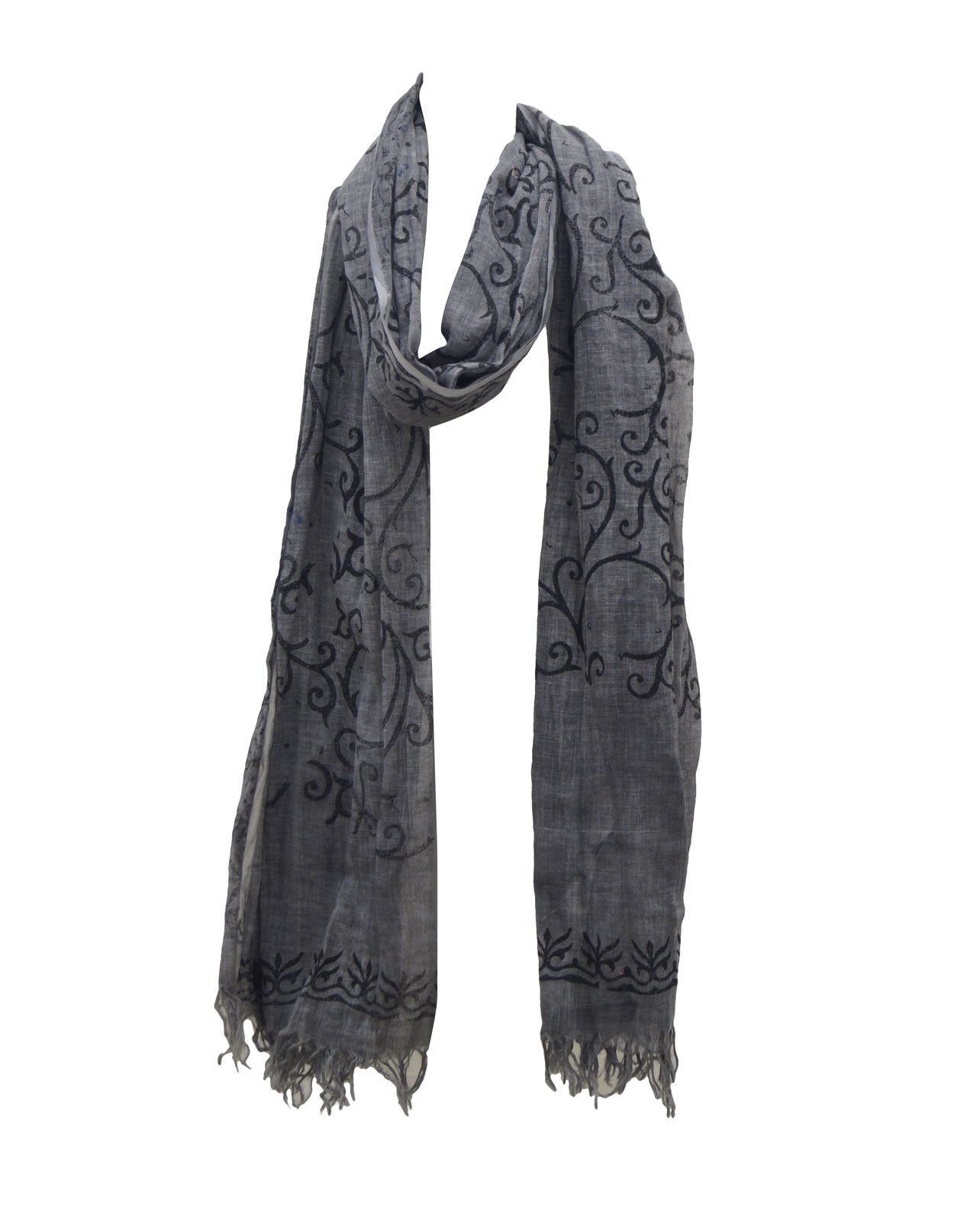 Grey printed scarf for men