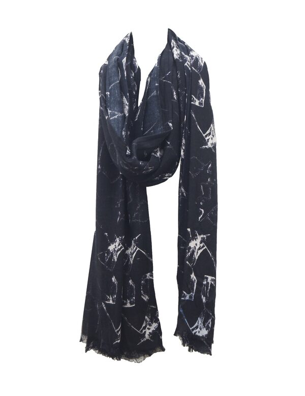 Marinblå tryckt scarf för herr