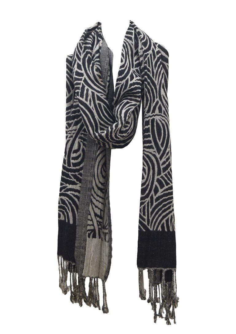 Svart och grå paisleytryckt scarf för herr