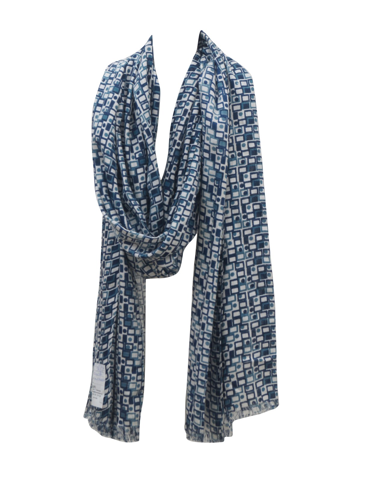 Blue printed scarf for men