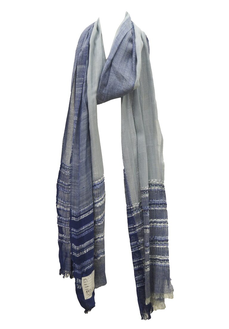 Blå- och grårandig scarf för herr