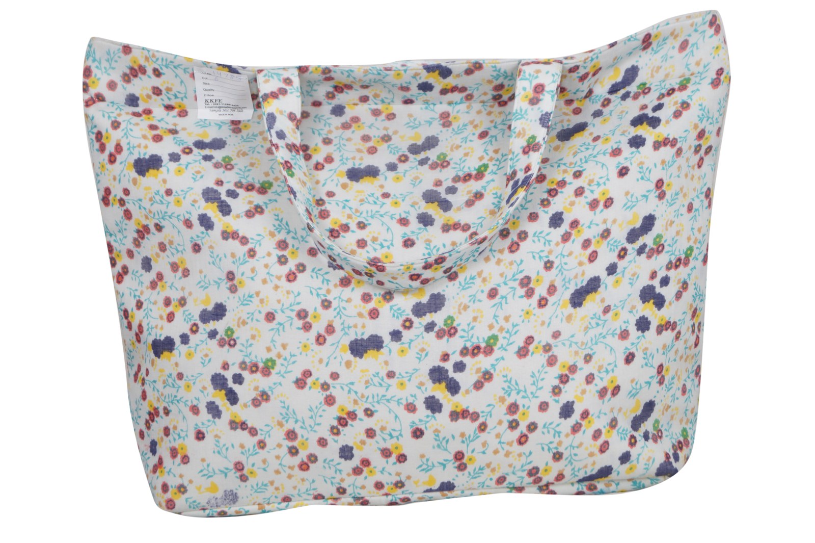 White printed tote bag