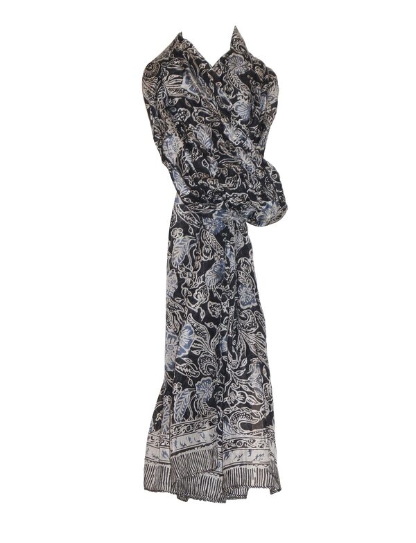 Black and white printed silk scarf