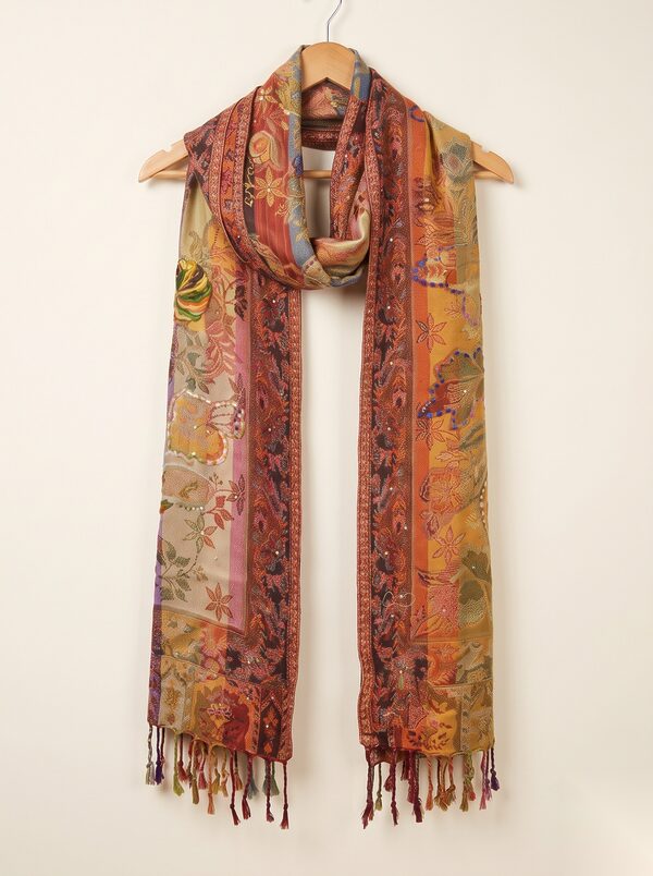 Wool Jacquard Embroidery Shawls, KK Fashion Exports