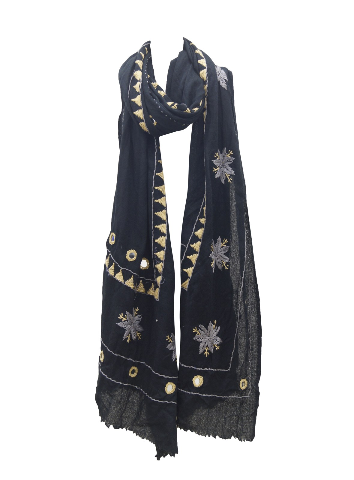Black shawl with embroidery