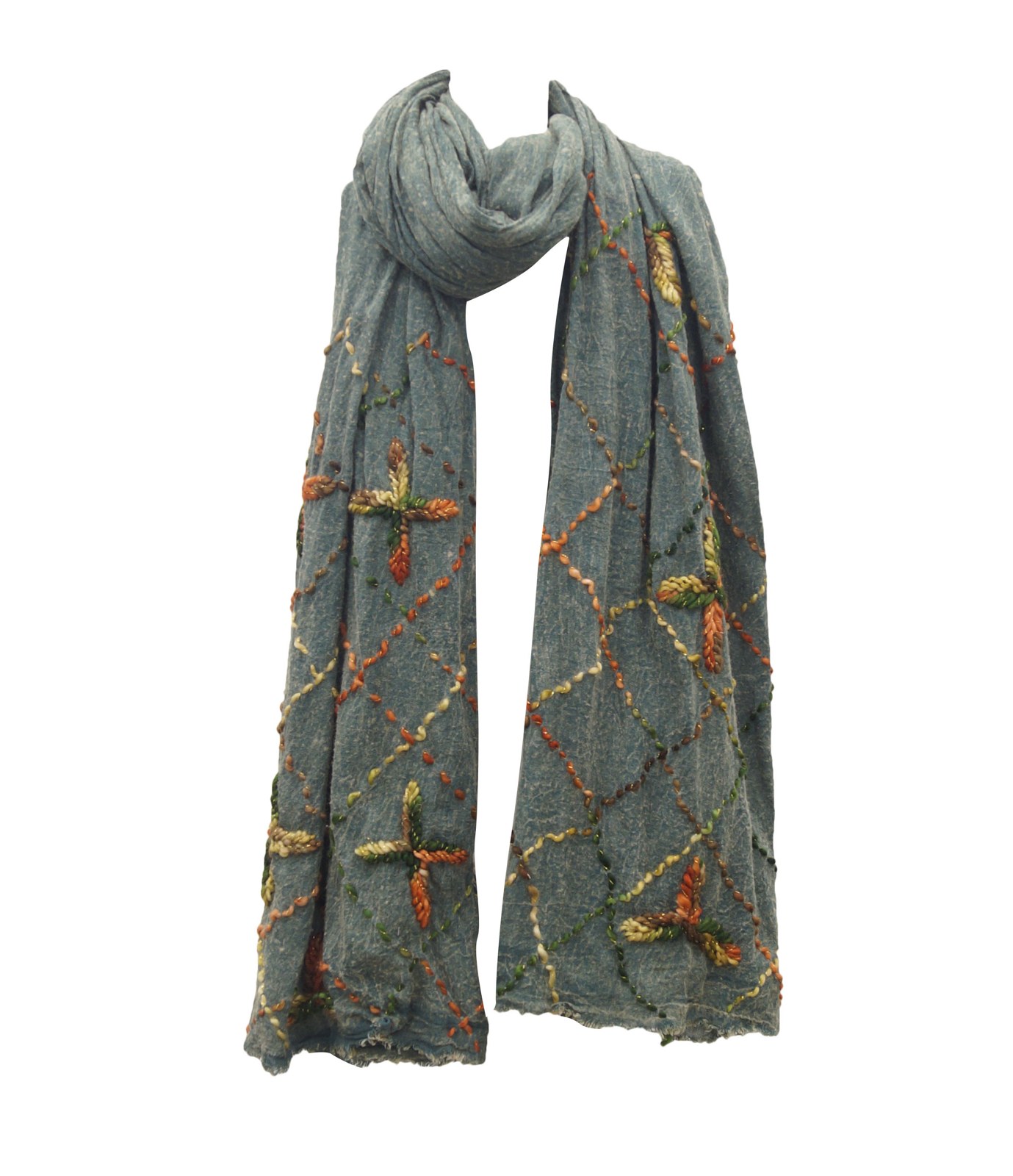 Green shawl with embroidery