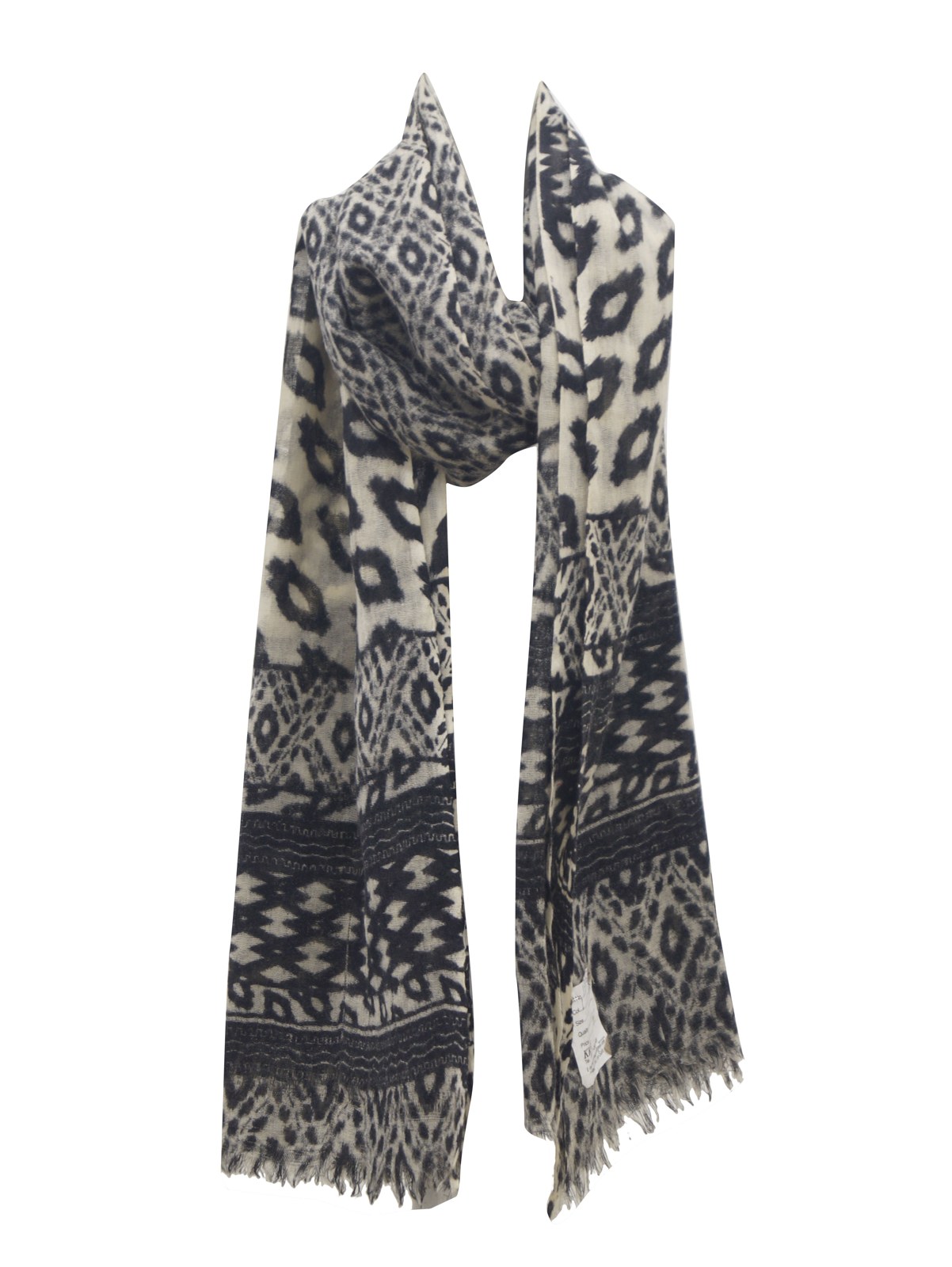 Black and white printed wool scarf