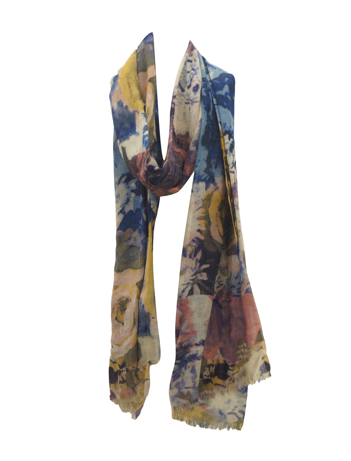 Blue and beige wool scarf