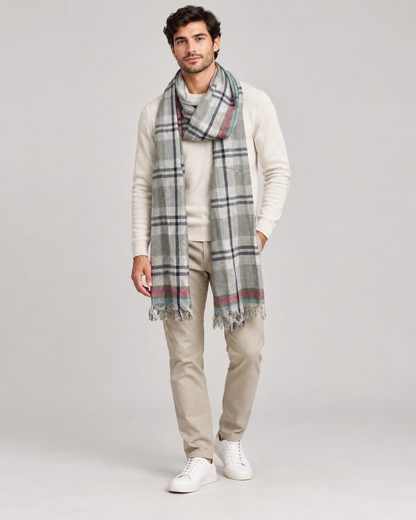 Woven Scarves worn by a model, KK Fashion Exports