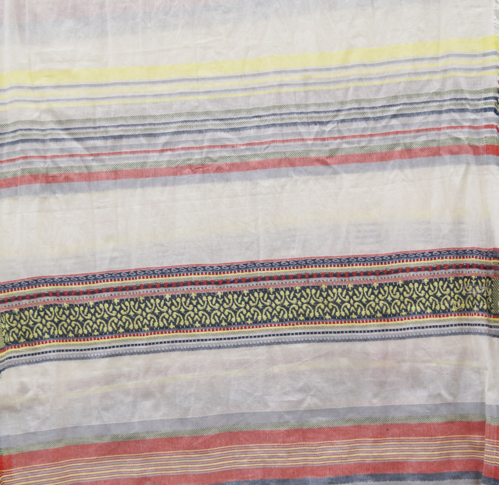Pastel striped cotton wrap laid flat