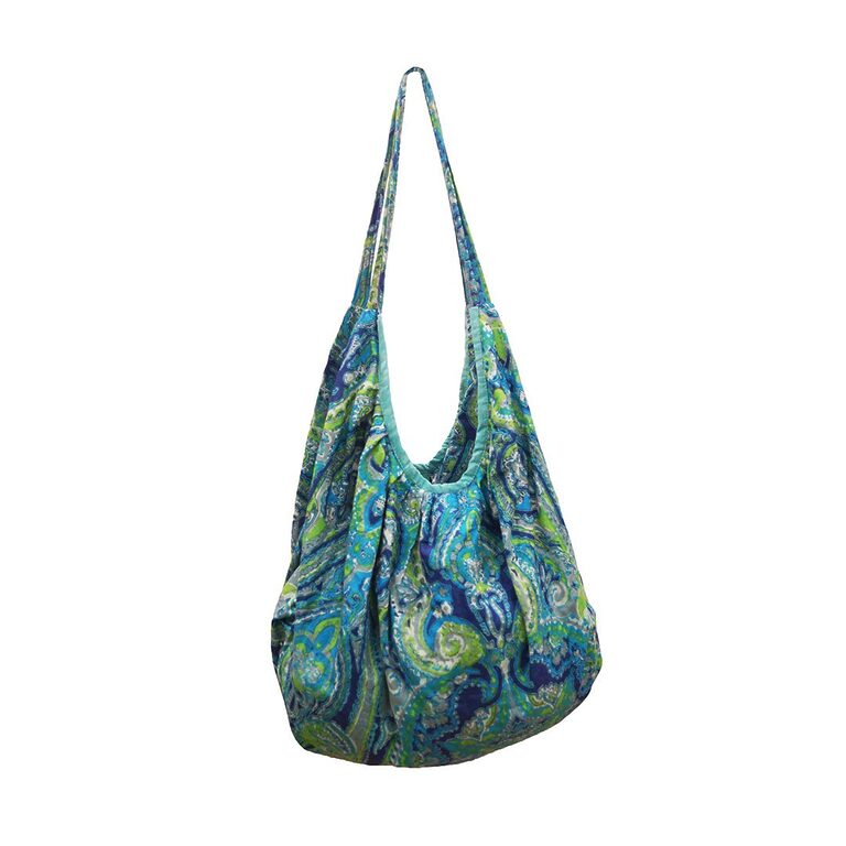 Blue paisley print hobo bag
