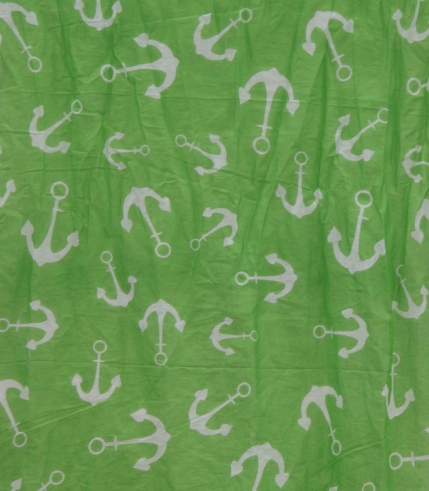 Green anchor print cotton bandana laid flat