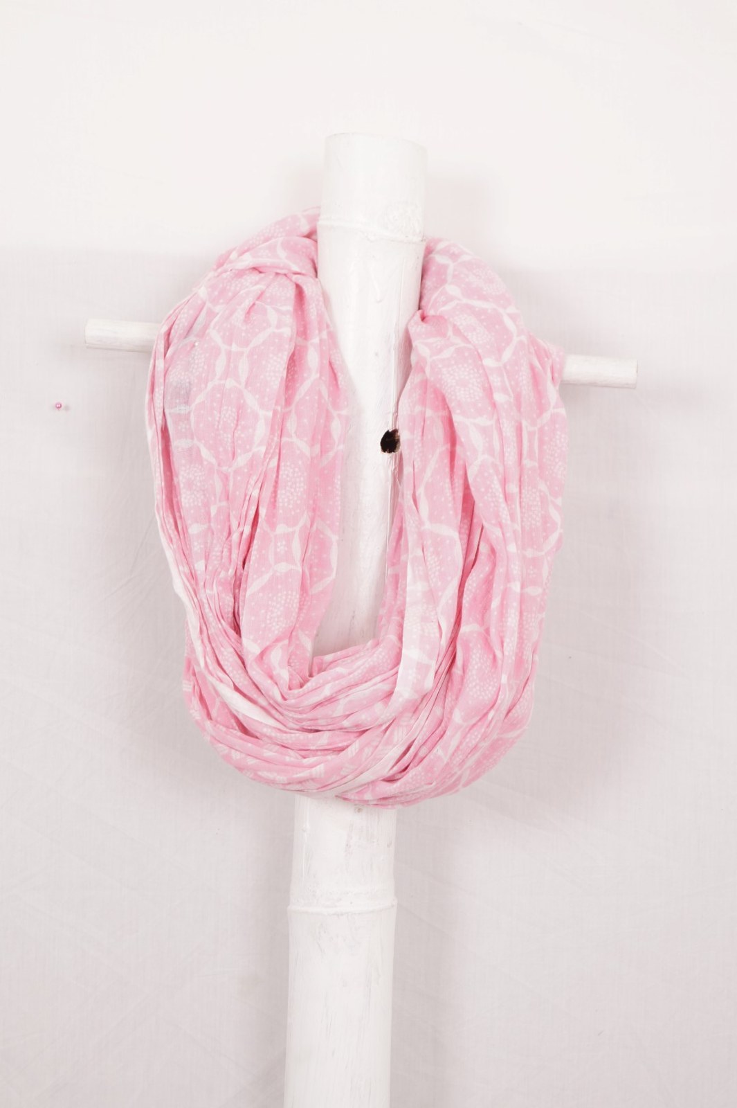 Pink printed cotton loop scarf