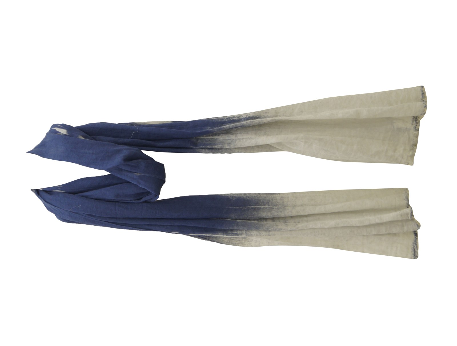 Navy to cream ombre cotton scarf