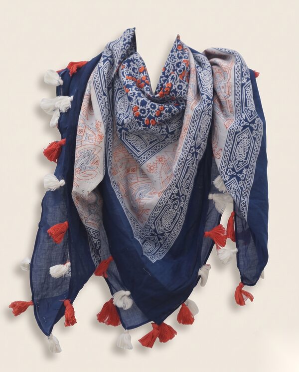 Cotton Printed Scarves With Tassels, KK Fashion Exports