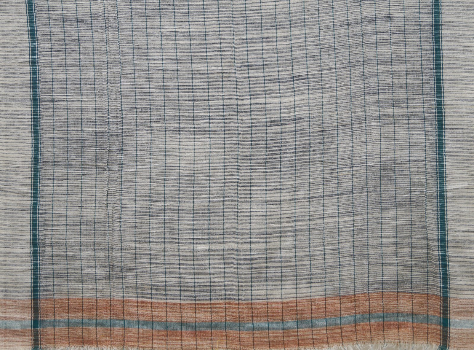 Grey woven cotton pareo with striped border