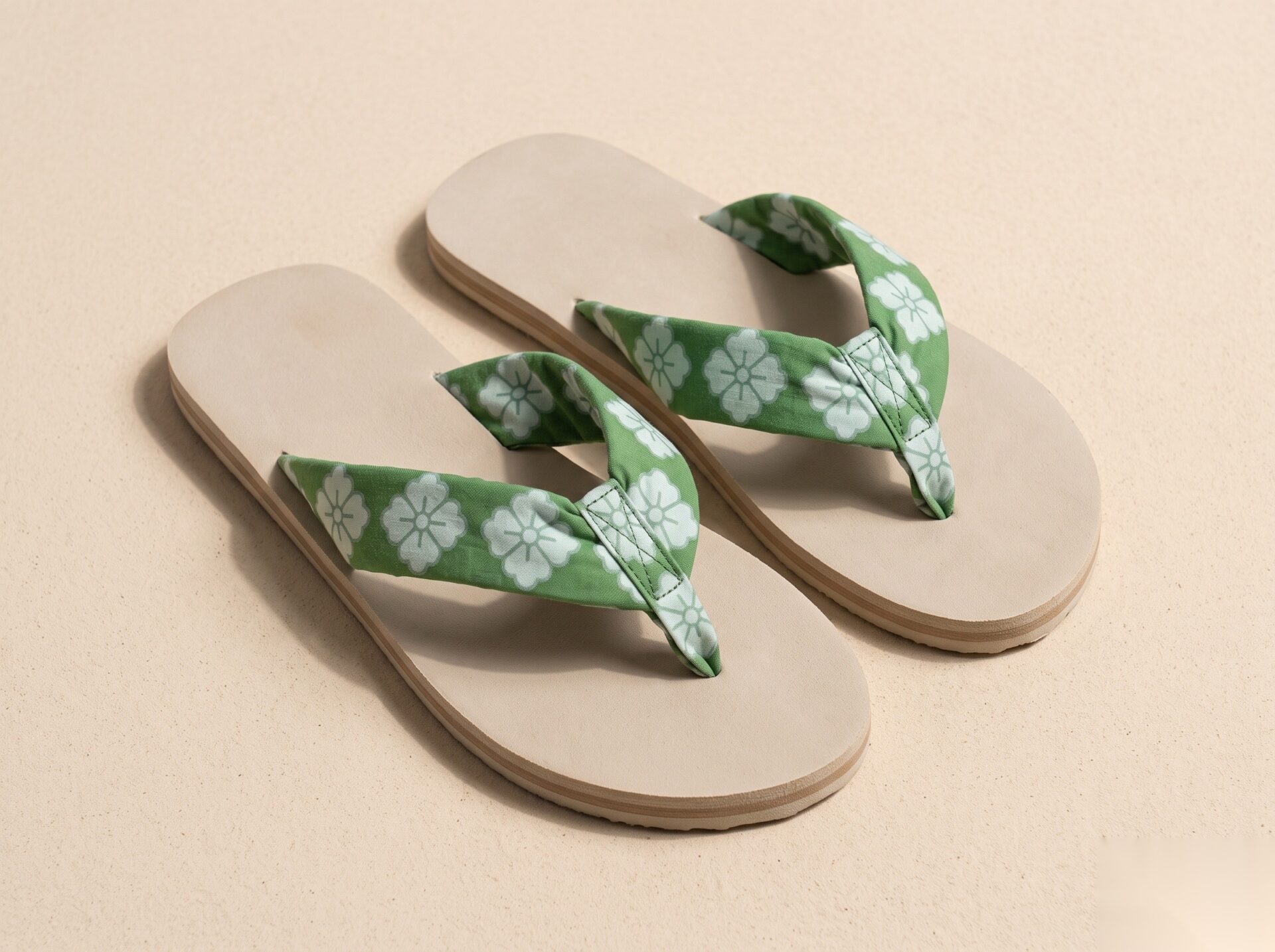 Flip flops with printed fabric straps, KK Fashion Exports