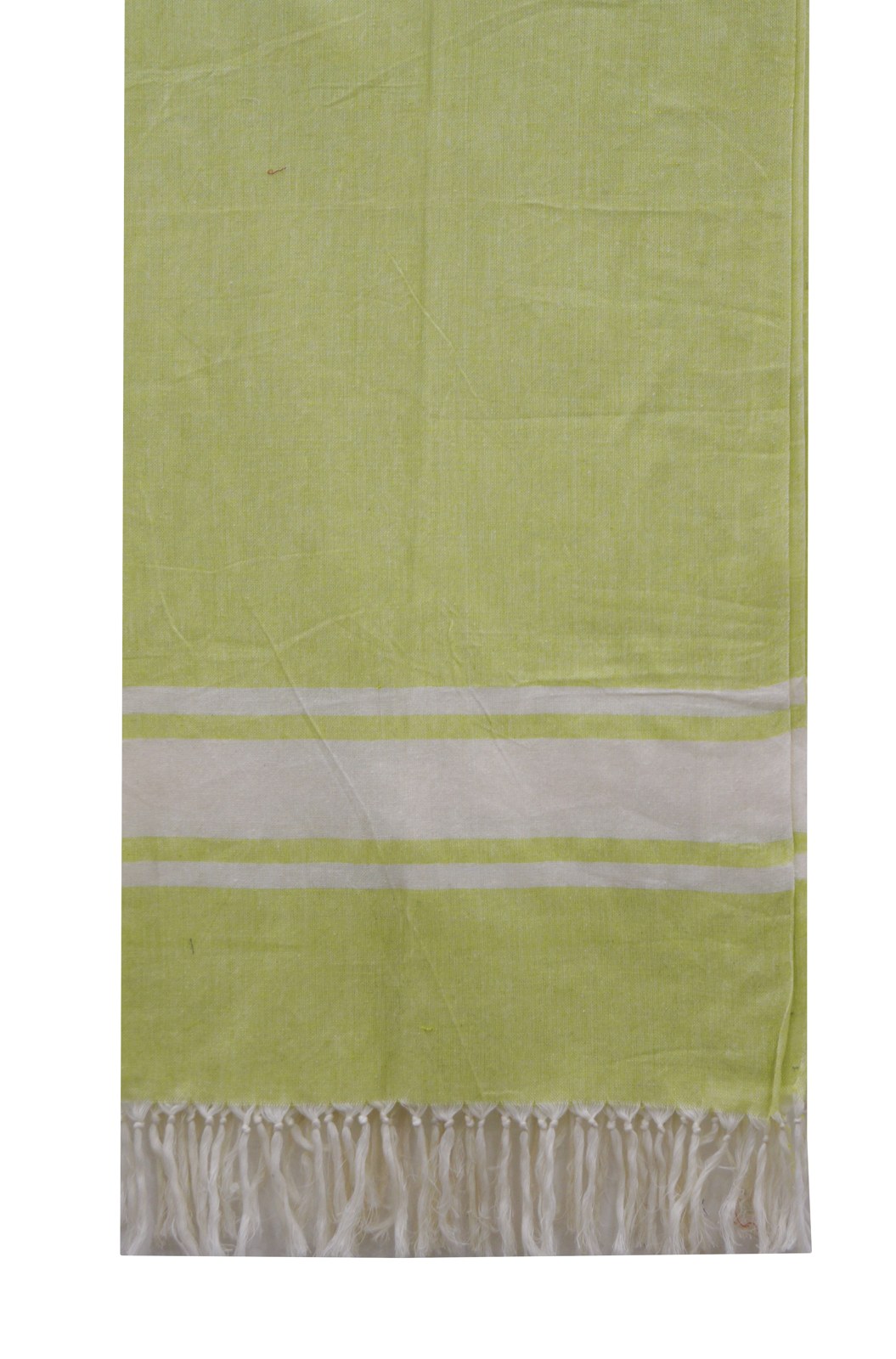 Limegrønn fouta-pareo med hvite striper og frynser