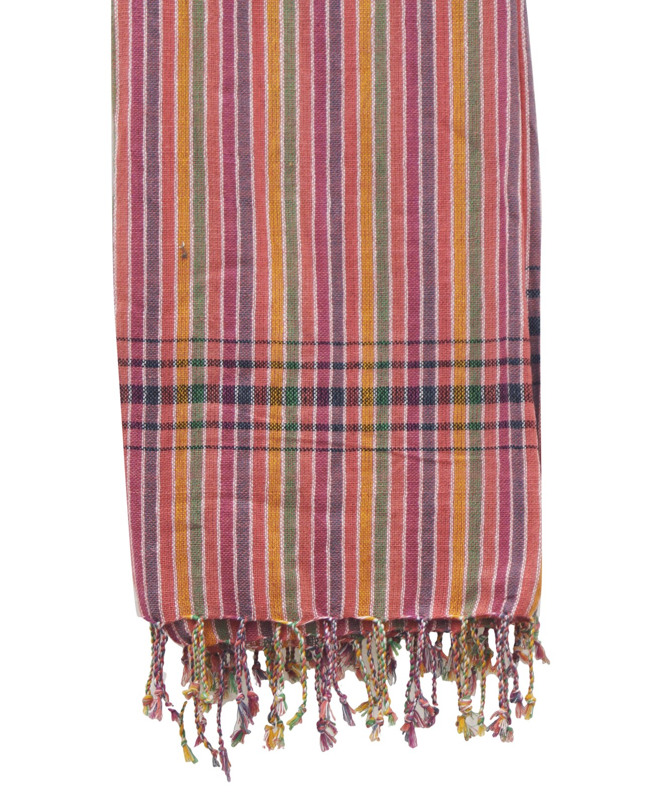 Multicolour striped fouta pareo with fringe