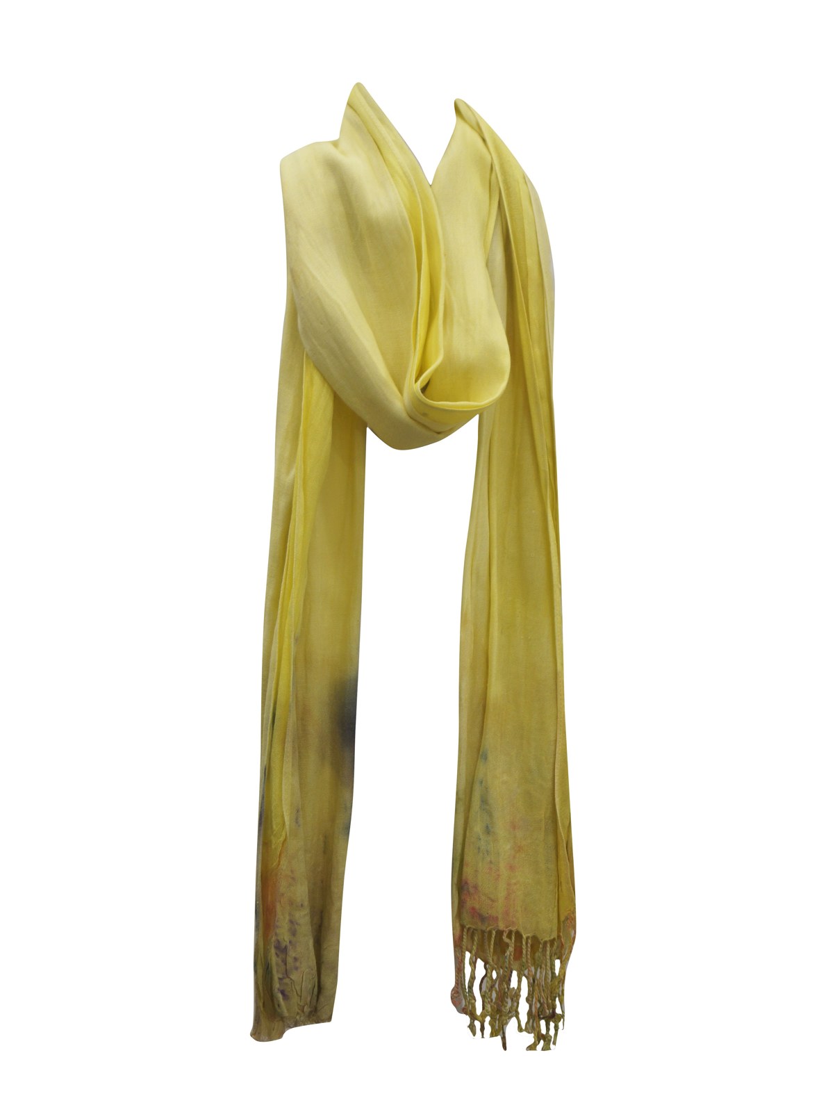 Yellow ombre stole with fringe