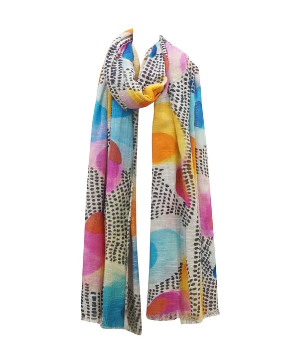 Multicolour printed linen scarf