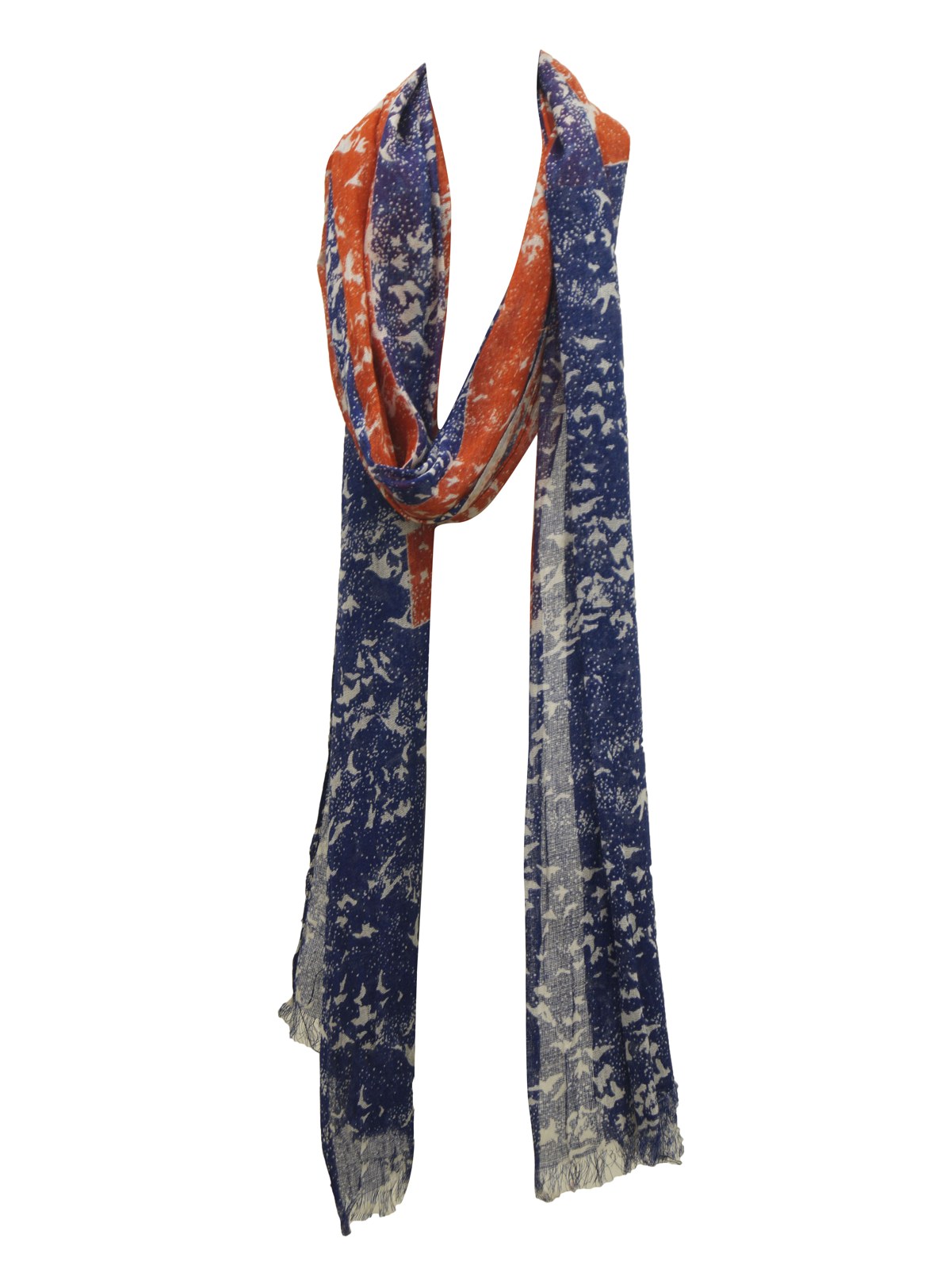 Navy and orange printed scarf