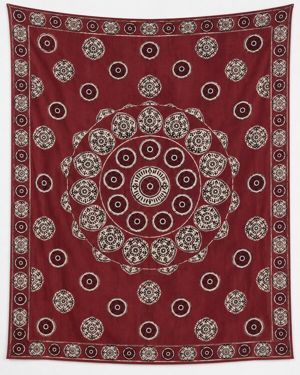 Red mandala block print cotton sheet