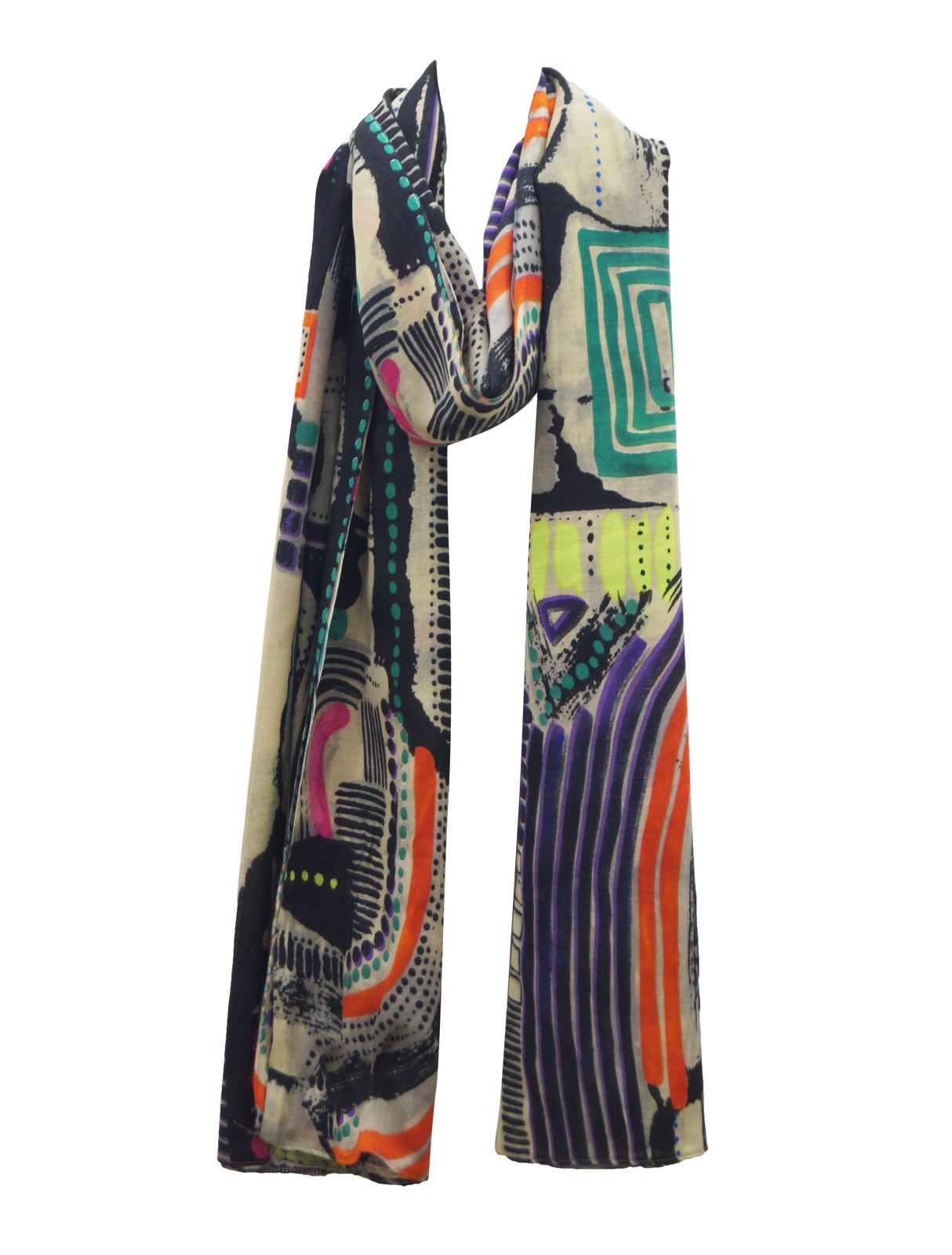 Multicolour printed polyester scarf
