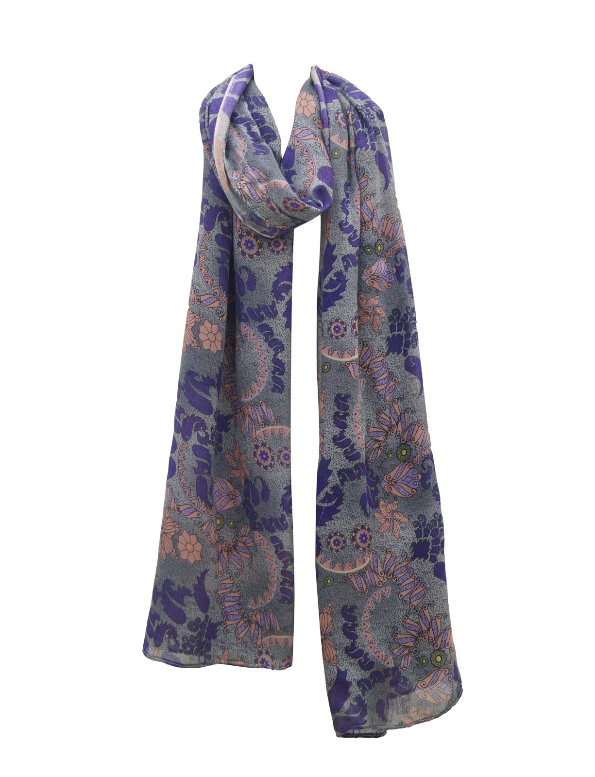 Blue paisley polyester scarf