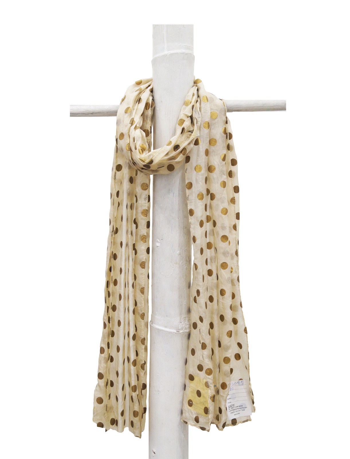 Cream polka dot silk habotai scarf