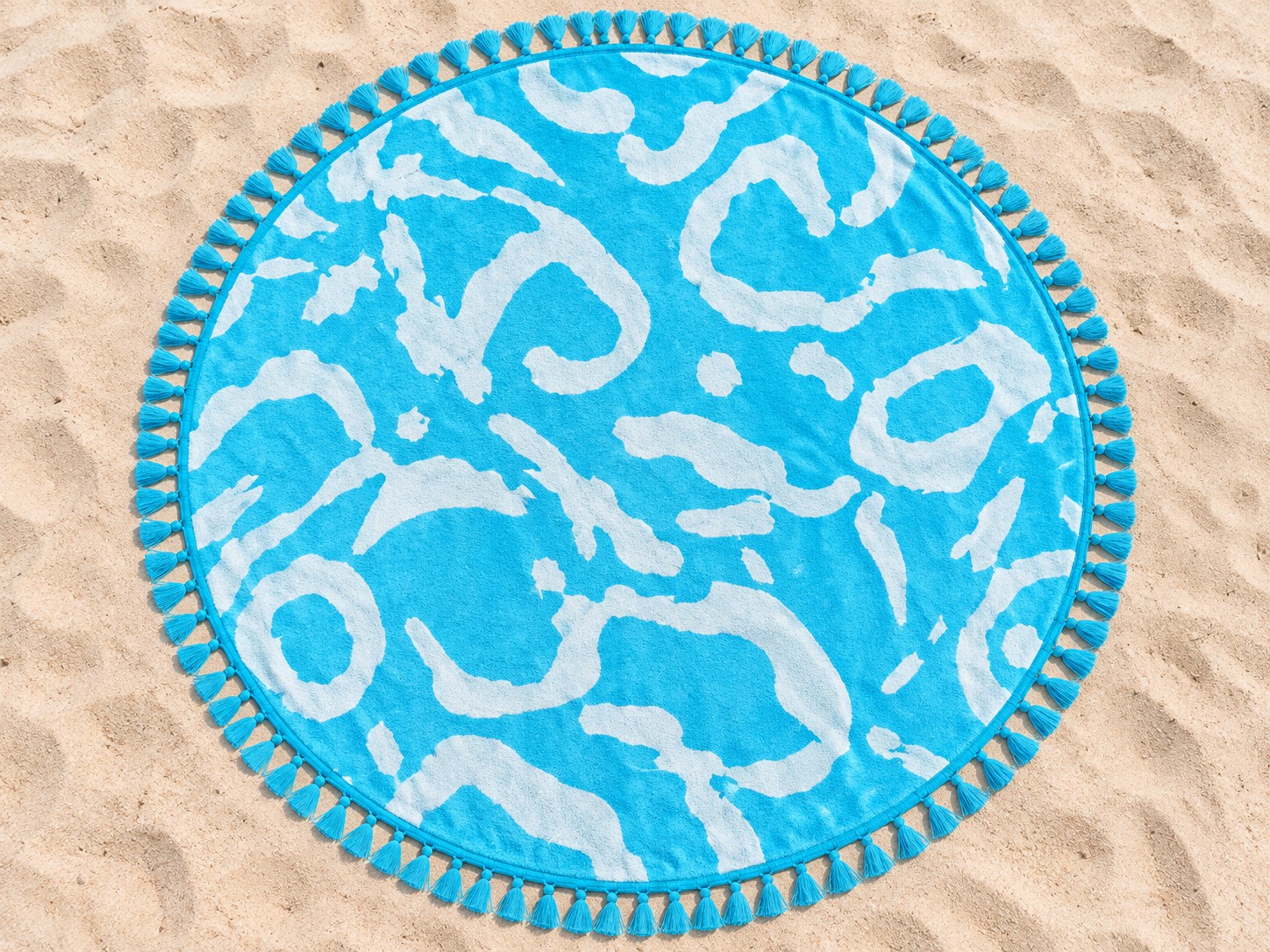 Round printed terry beach towel with tassels, KK Fashion Exports
