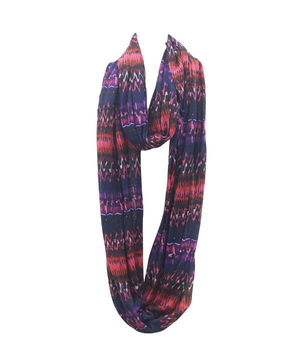 Blue and red printed viscose loop scarf