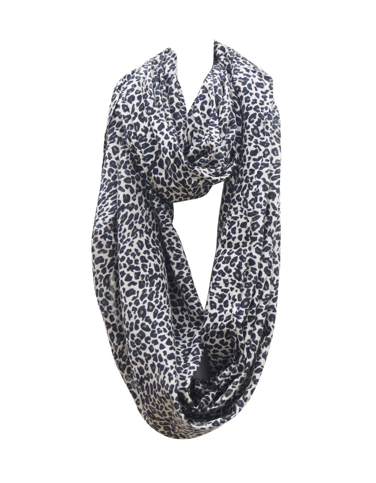 Leopard print viscose loop scarf