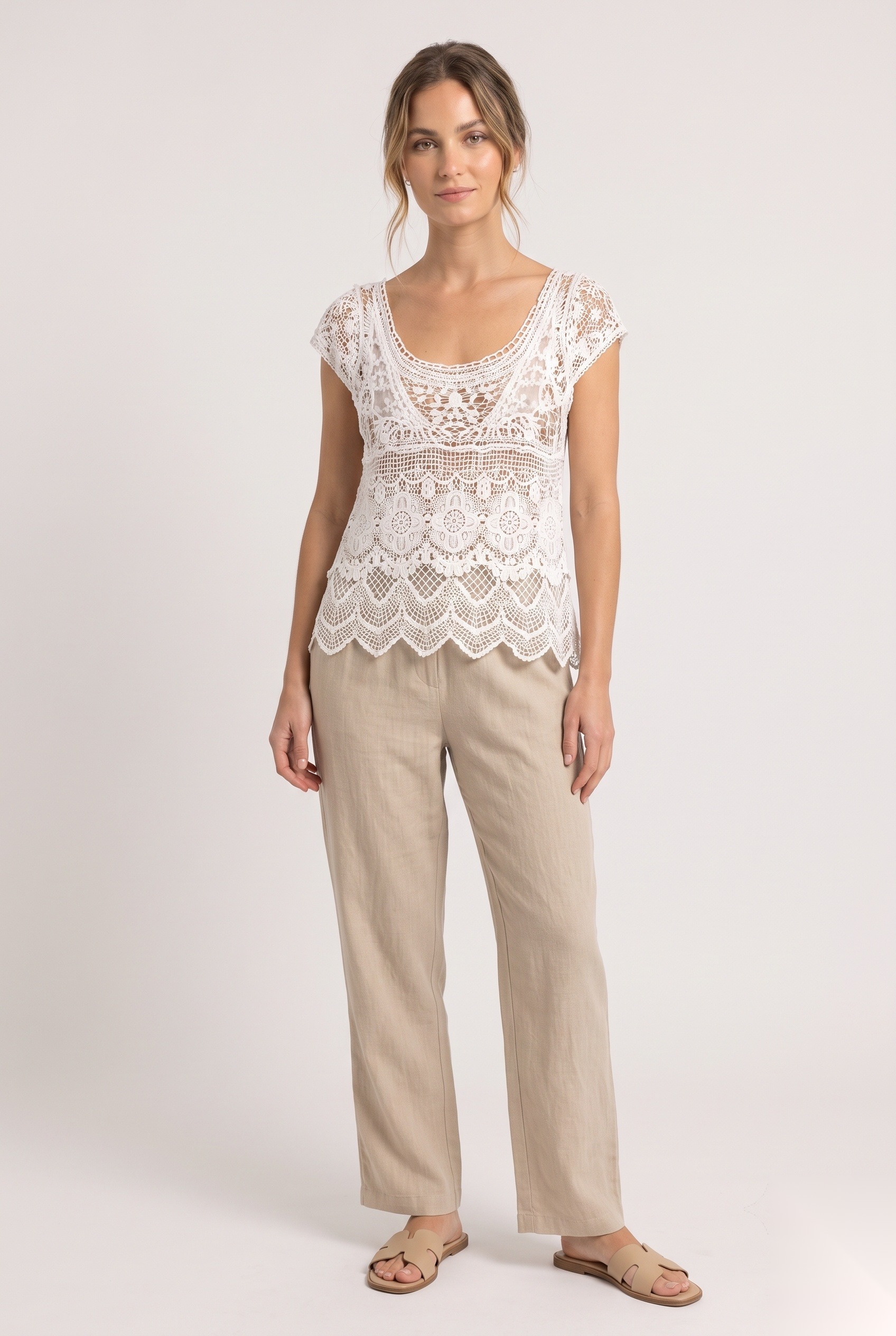 Net Top worn by a model, KK Fashion Exports