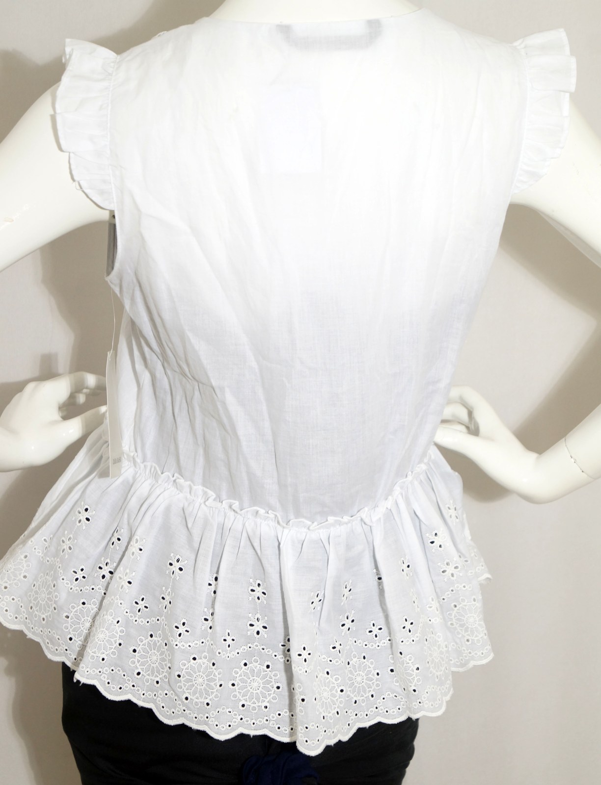White cotton net peplum top, bakvy