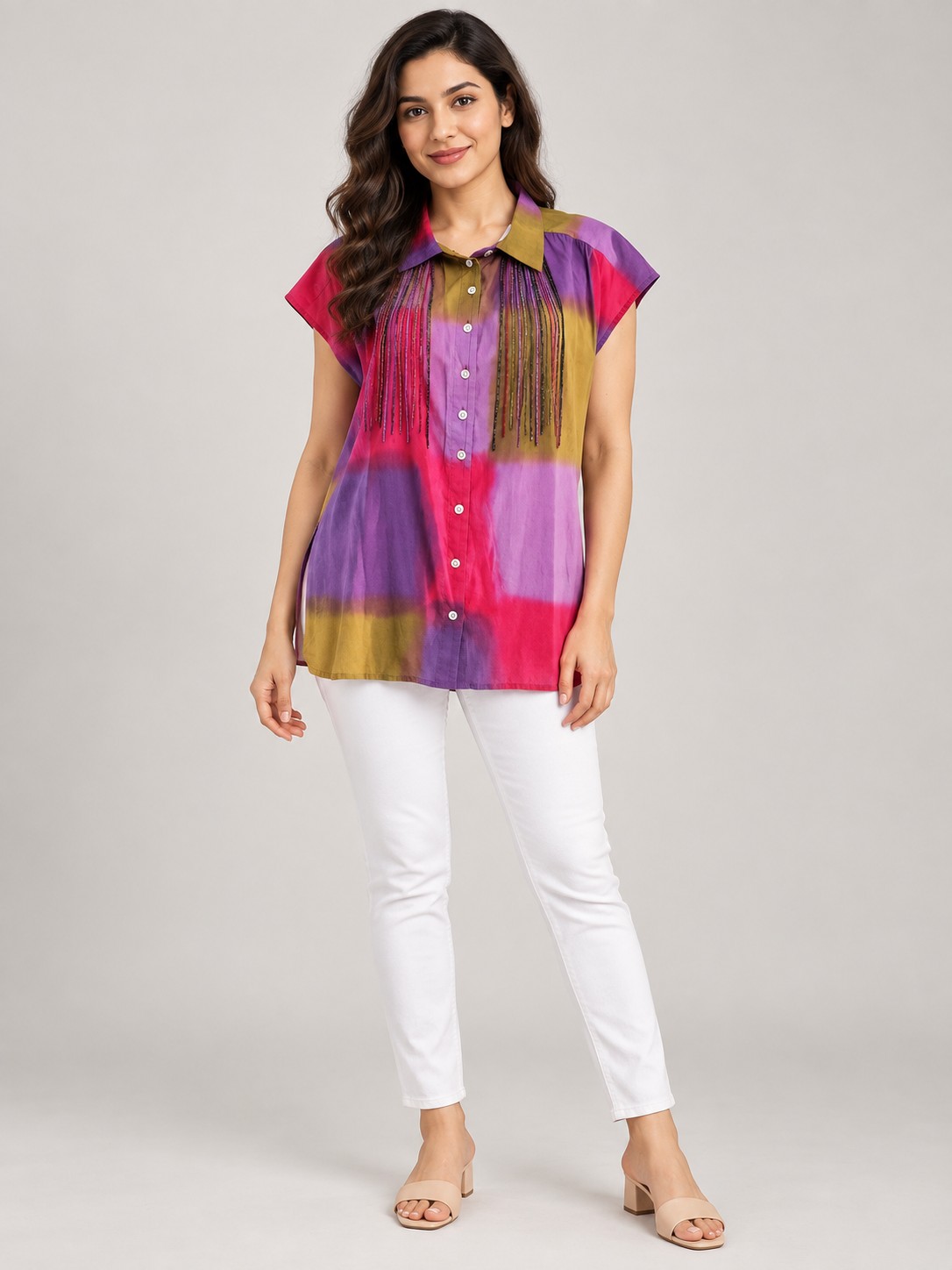 Printed Top worn by a model, KK Fashion Exports