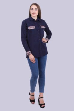 Βαμβακερά μονόχρωμα πουκάμισα με κέντημα