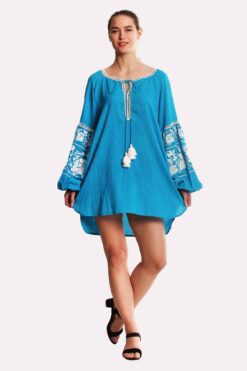 Cotton Solid Embroidered Dress