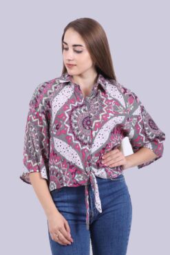 Pamuk krep baskılı üst