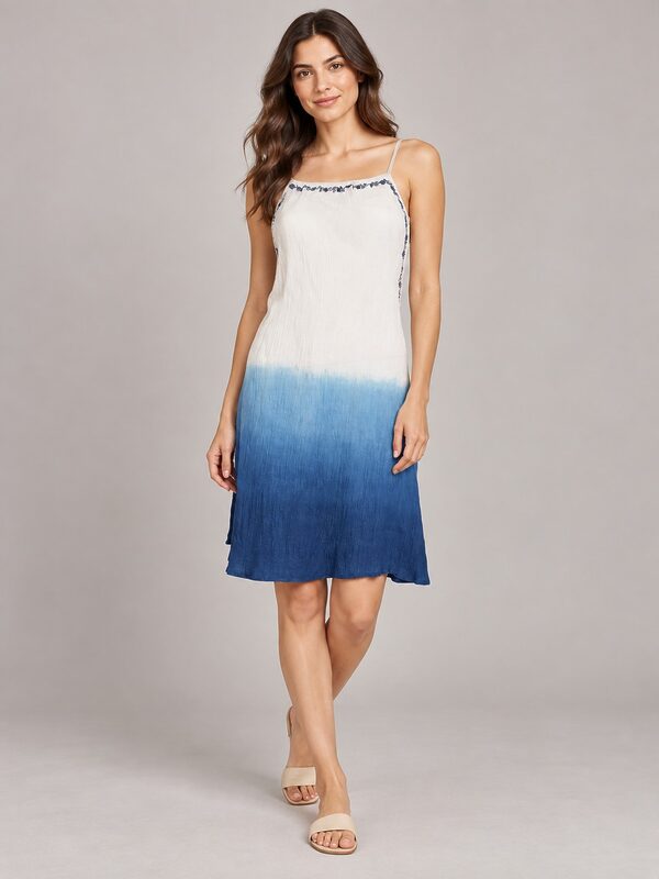 Cotton Crepe Ombre Dresses worn by a model, KK Fashion Exports