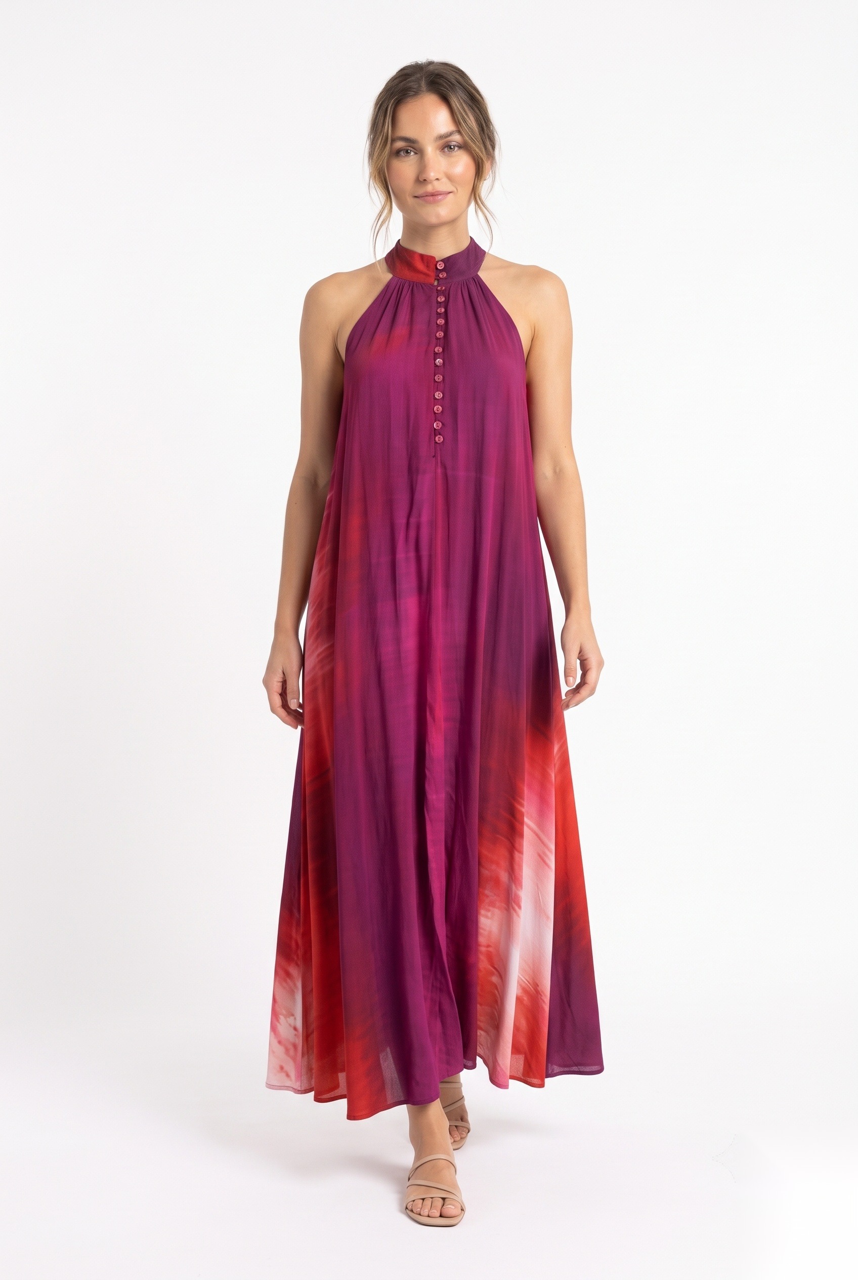 Cotton Crepe Ombre Dresses worn by a model, KK Fashion Exports