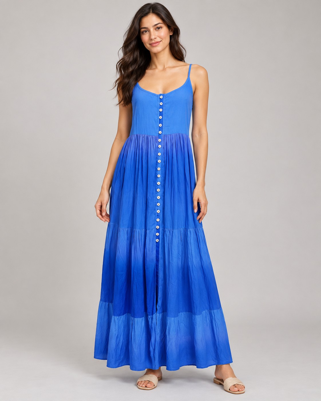 Cotton Crepe Ombre Dresses worn by a model, KK Fashion Exports